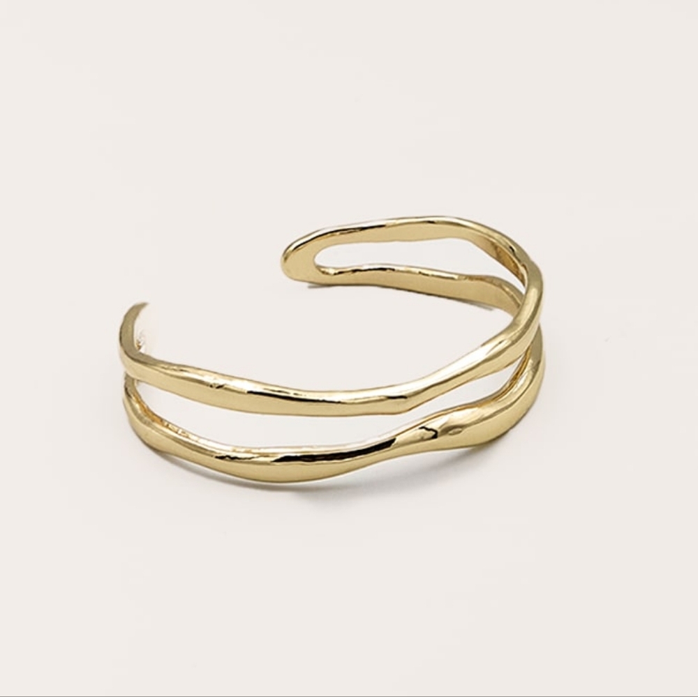 PrettyLittleThing Gold Layered Open Cuff Bracelet